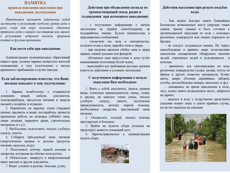 Памятка при наводнении. Памятка при наводнении..